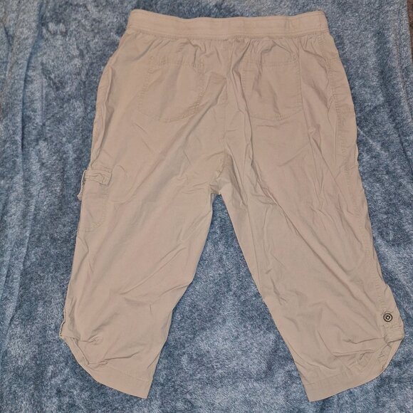 Faded Glory Womens 20W Khaki Capris Adjustable Leg Drawstring Pockets Plus Size - Picture 13 of 13